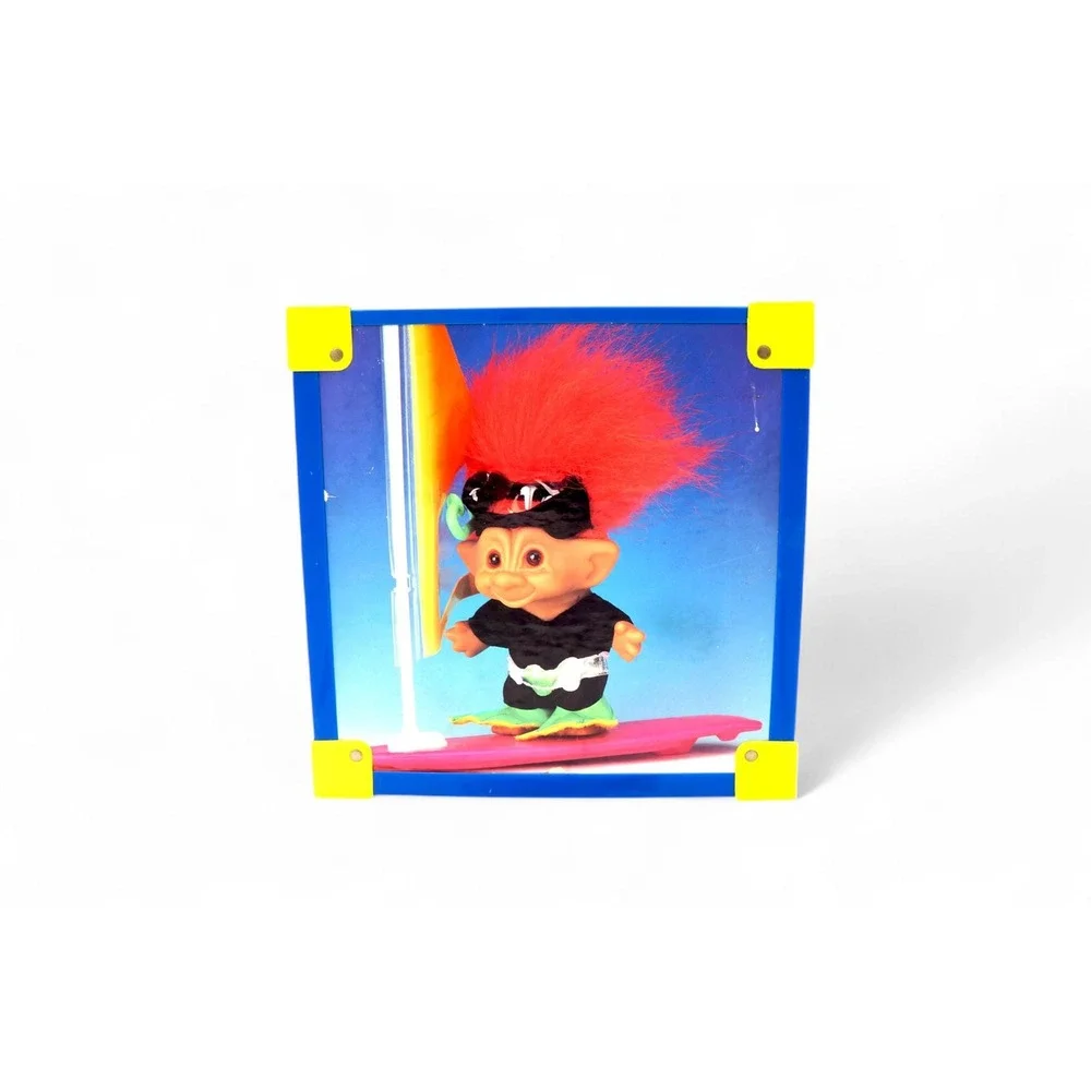 Vtg 1992 Ace Novelty Treasure Trolls Wooden Box Toy‎ Chest Storage Cube 90s